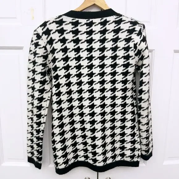 L'AGENCE Maddy Houndstooth Double Breasted Cardigan